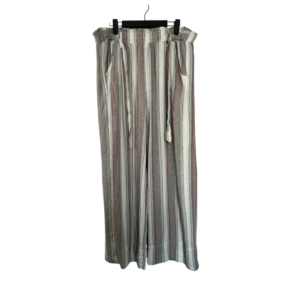 Knox Rose Striped Straight Leg Pants - Gray, White, Pink